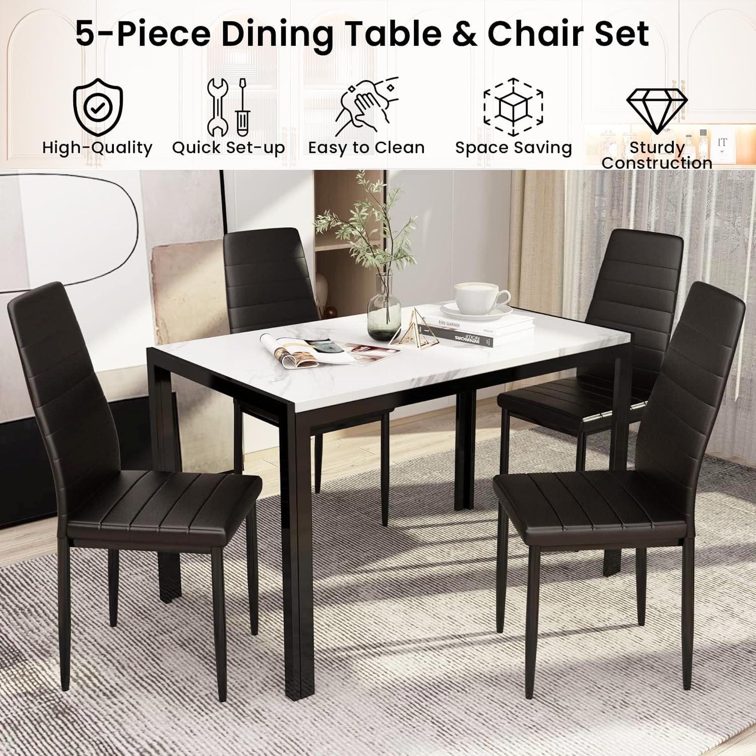 Juego de mesa de comedor de cocina para 4, moderno juego de mesa y sillas de