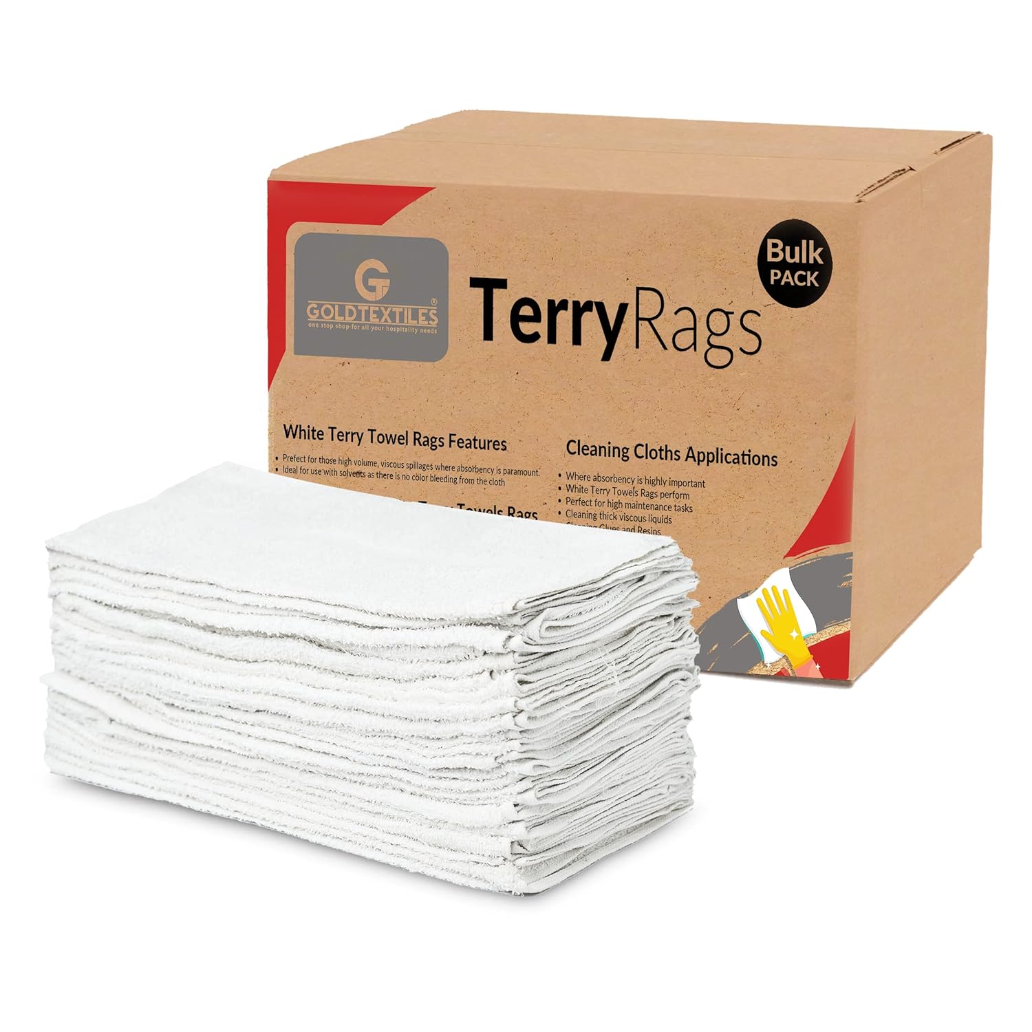 White Shop Towels 120 trapos de 16 x 27 pulgadas en una caja, valiosos trapos