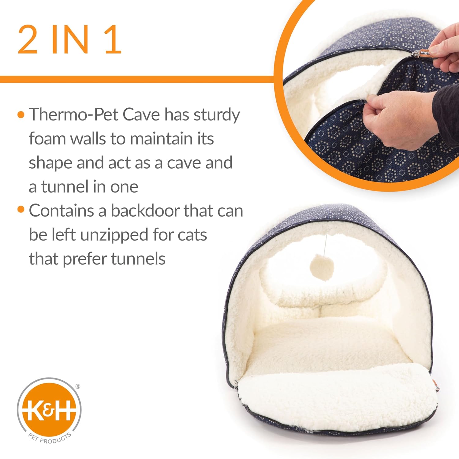 K&H Pet Products Thermo-Pet Cave - Cama para gatos con calefacción, color azul...