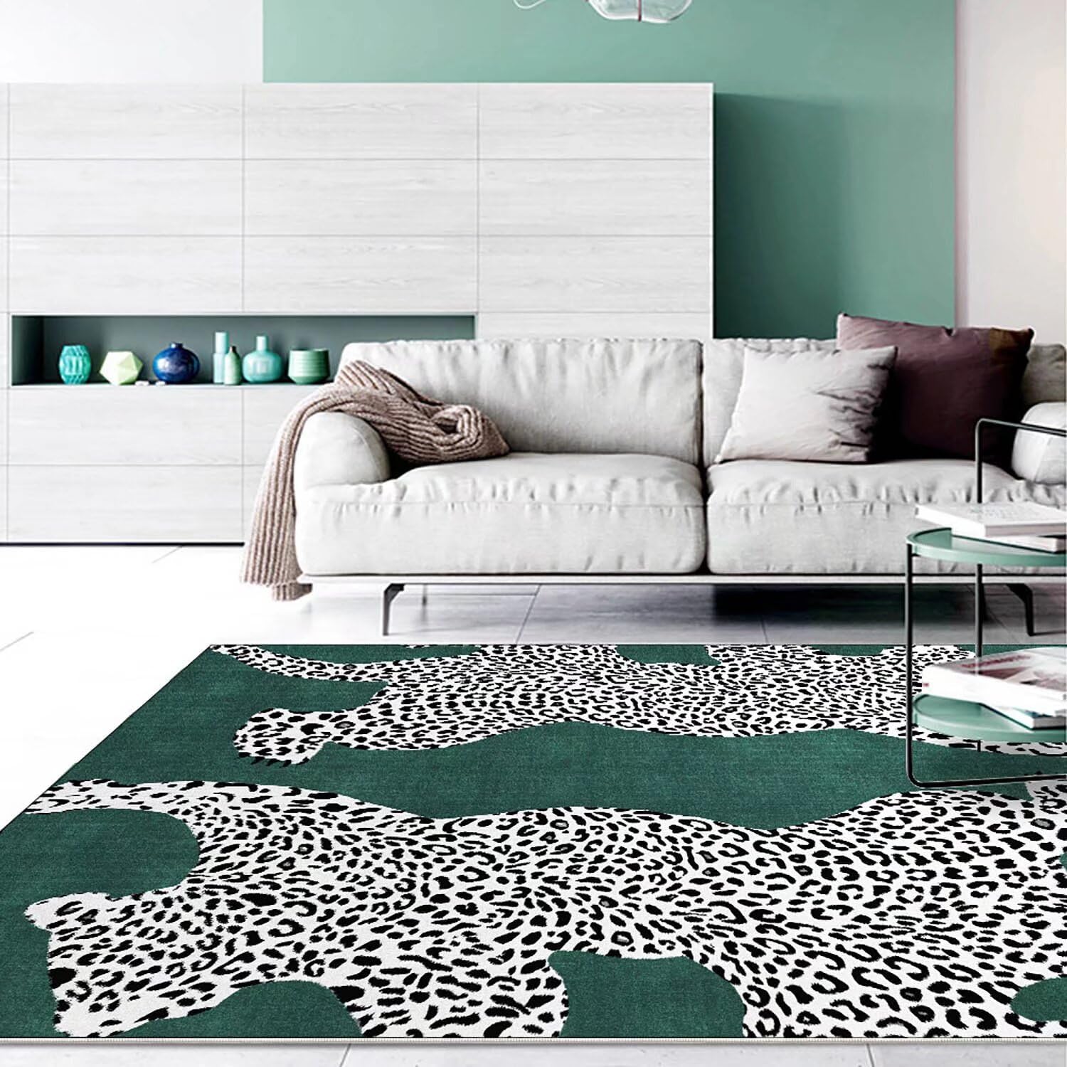 Alfombra con estampado de leopardo para dormitorio, 4 x 6 pies, bonita alfombra...