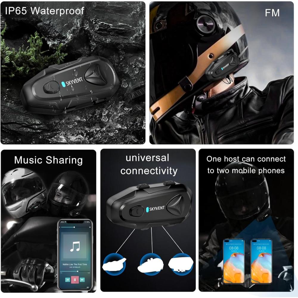 Intercomunicador de auriculares con sistema de comunicación Bluetooth SKYVENT