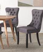 Juego de 2 sillas de comedor de terciopelo, sillas de comedor copetudas con...
