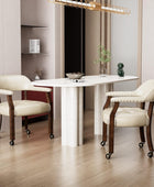 Silla de comedor con ruedas, silla de cuero con ruedas y cabeza de clavo,