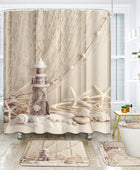Britimes Juego de 4 cortinas de ducha, beige playa con alfombras...