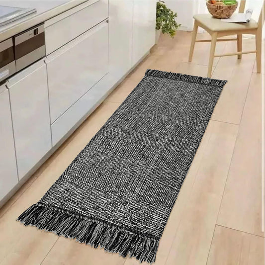 Tapete de pasillo de cocina, 2 x 4.3 pies, tejido a mano, reversible, lavable,