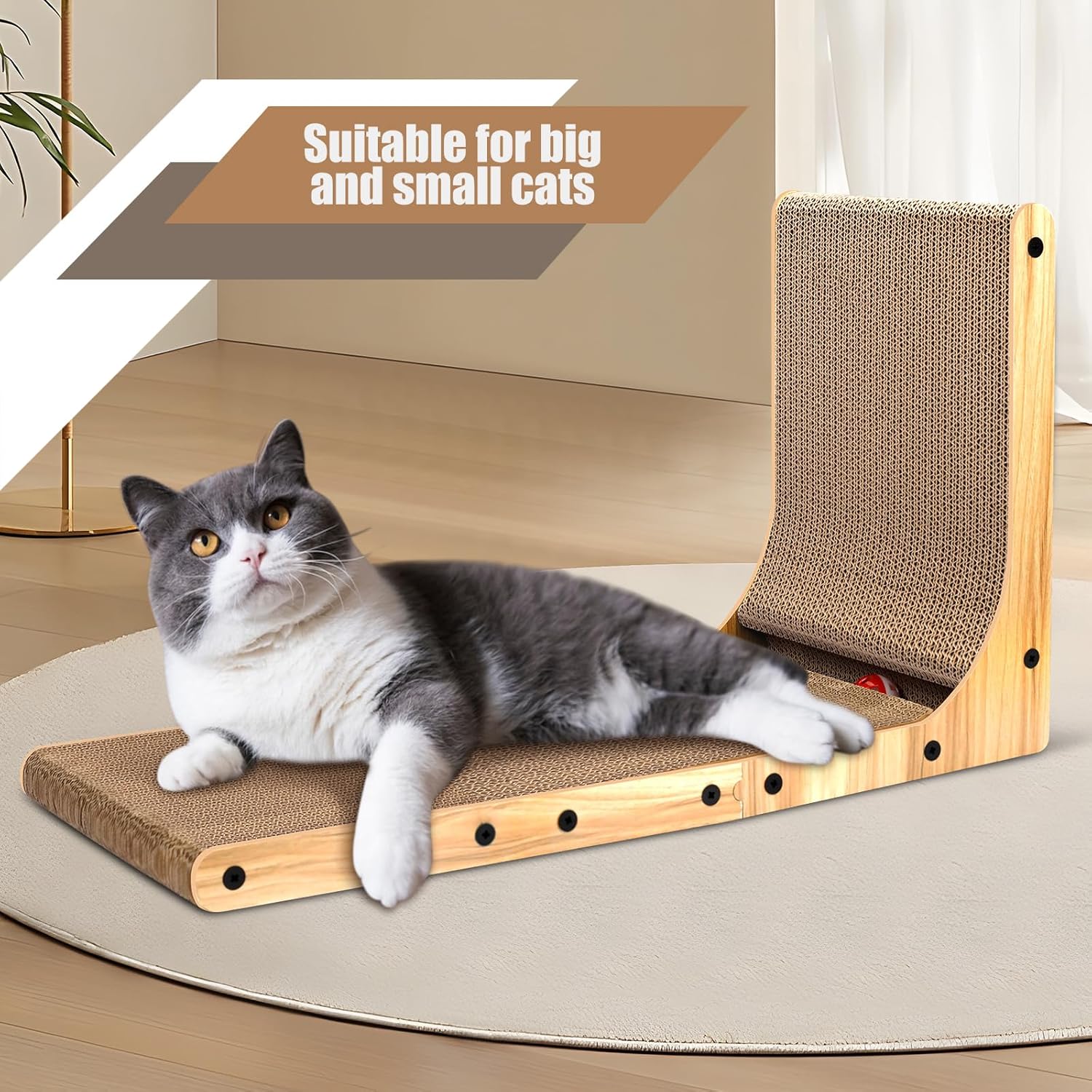 Rascador para gatos en forma de L  Tabla de rascar para gatos de interior,...