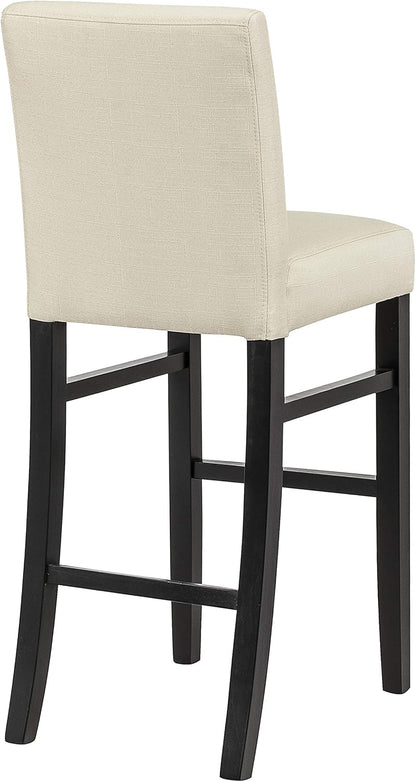 Juego de 2 taburetes de bar de madera beige, diseño ergonómico con soporte para