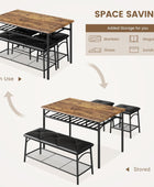 Juego de mesa de cocina con banco y taburetes, juego de mesa de comedor para 4