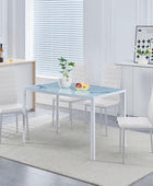 Mesa de comedor de vidrio templado de 47 pulgadas, moderna mesa rectangular de