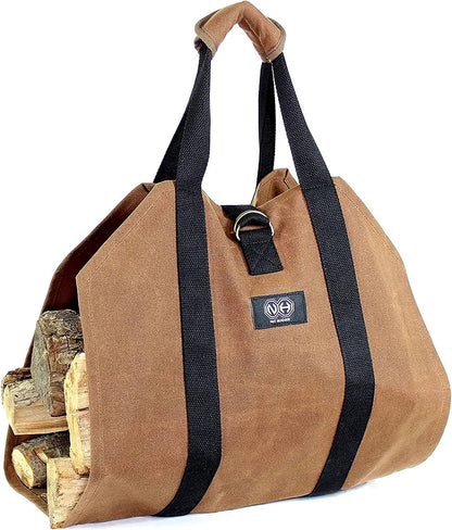 Bolsa de leña para leña, lona encerada para almacenamiento de troncos,