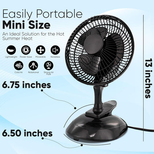 RamPro Escritorio portátil y ventilador de clip, ventiladores de 6 pulgadas,...