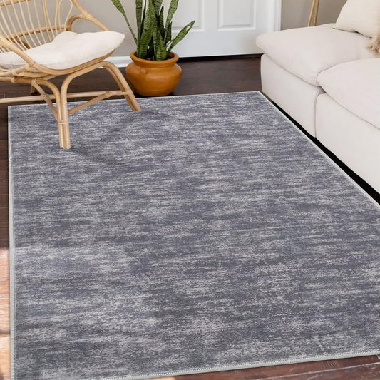 Alfombra grande y sólida lavable a máquina, antideslizante, moderna, de pelo...