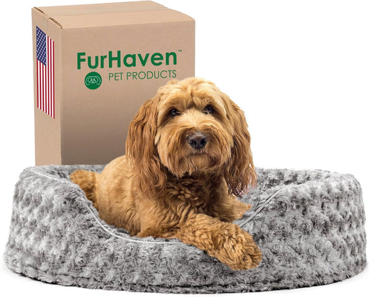 Cama ovalada para perro o gato Furhaven, L, Gris