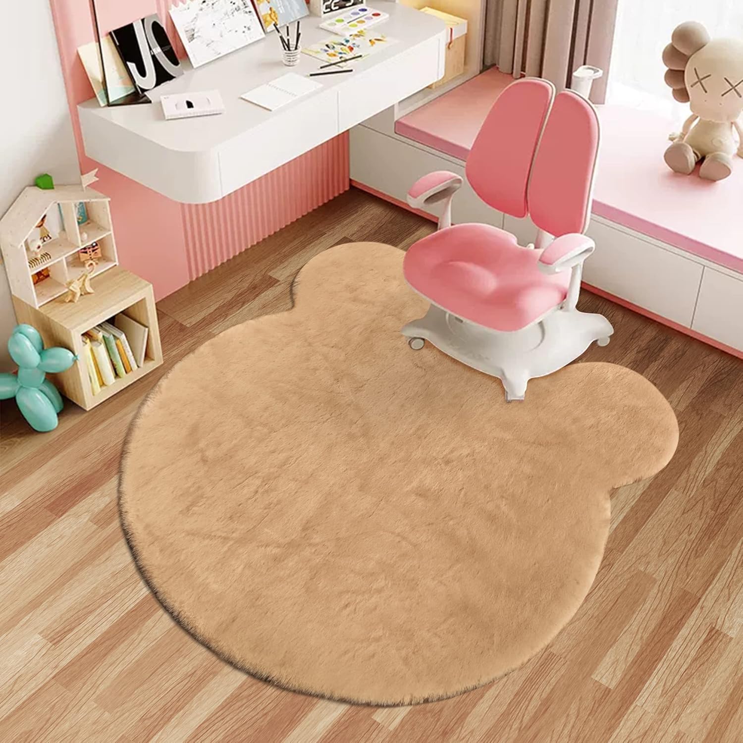 Alfombra en forma de oso de 4 x 4 pies, lindas alfombras para dormitorio,