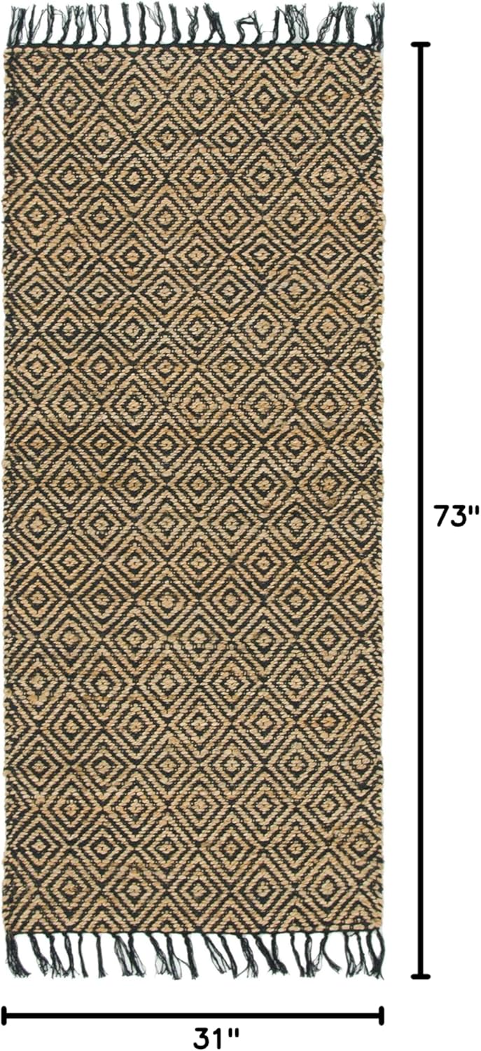 Unique Loom Alfombra trenzada colección de yute - Assam (2' 7" x 6' 1" camino,...