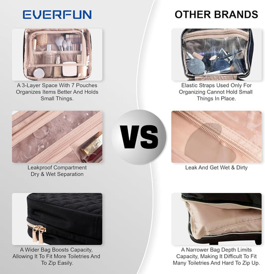 Everfun Neceser colgante de viaje para mujeres que viajan con compartimento a...