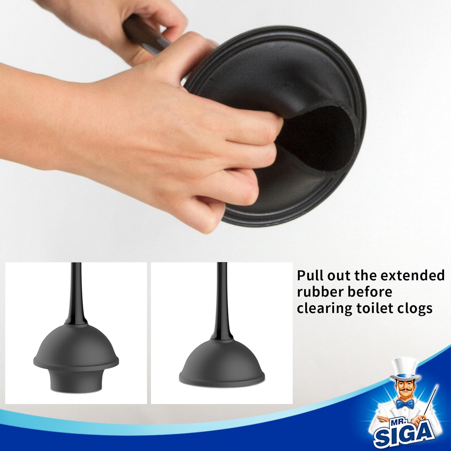 MR.SIGA Combo de émbolo de inodoro y cepillo para limpieza de baño, negro, 1...