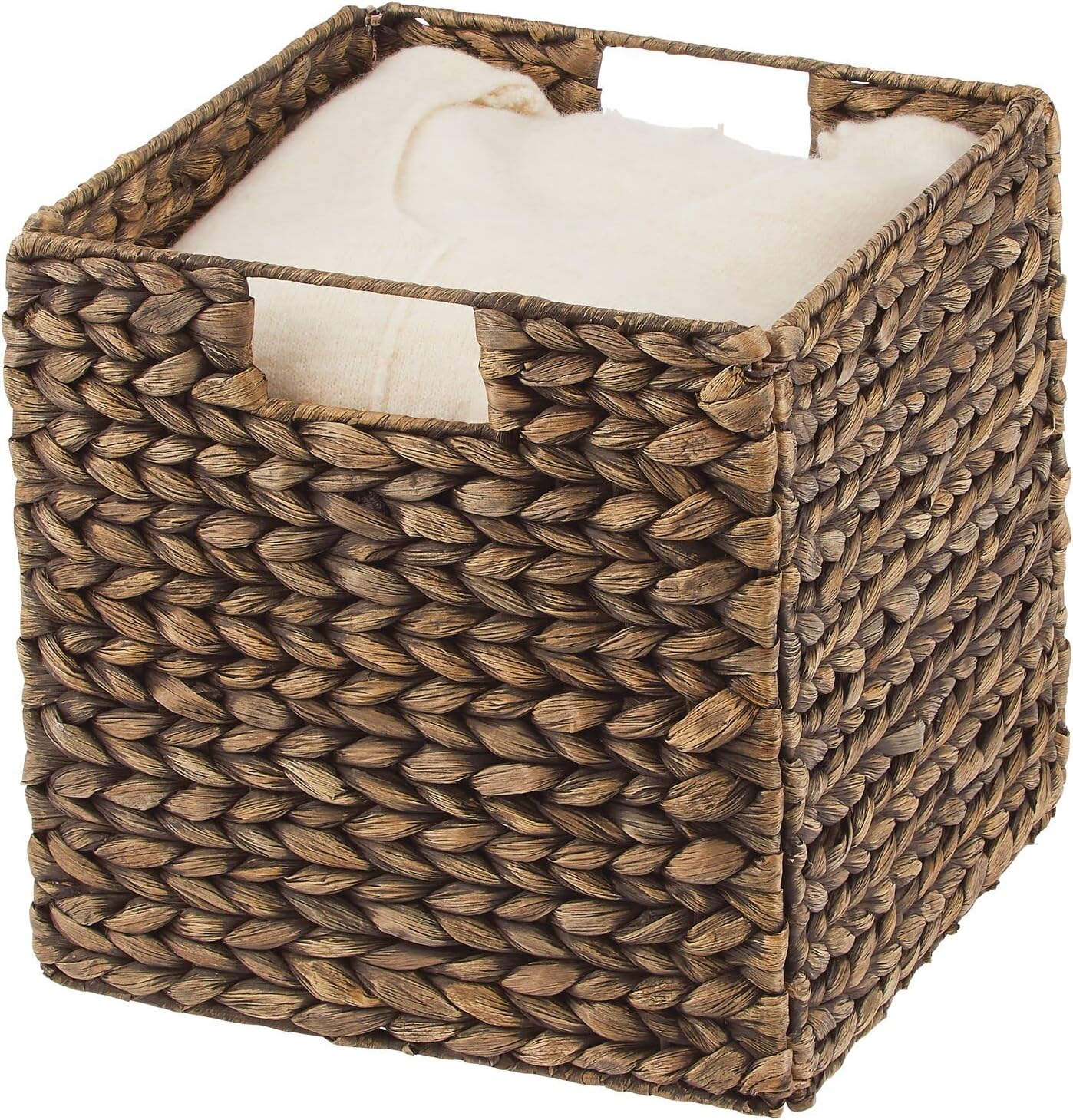 mDesign L Cesta de almacenamiento tejida con jacinto, en forma de cubo, 2
