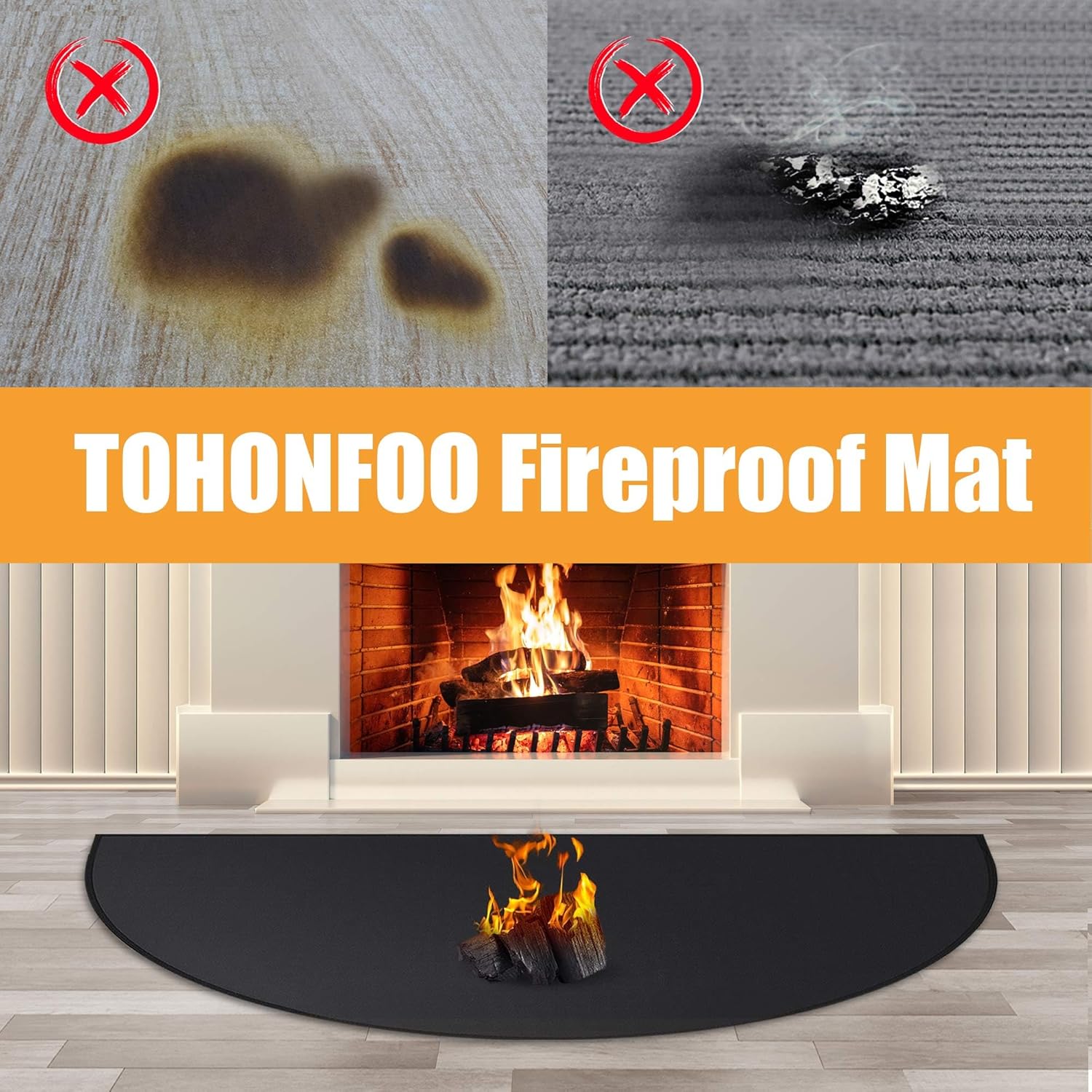 Hearth - Alfombras resistentes al fuego, 48 x 28 pulgadas, tapete ignífugo para...