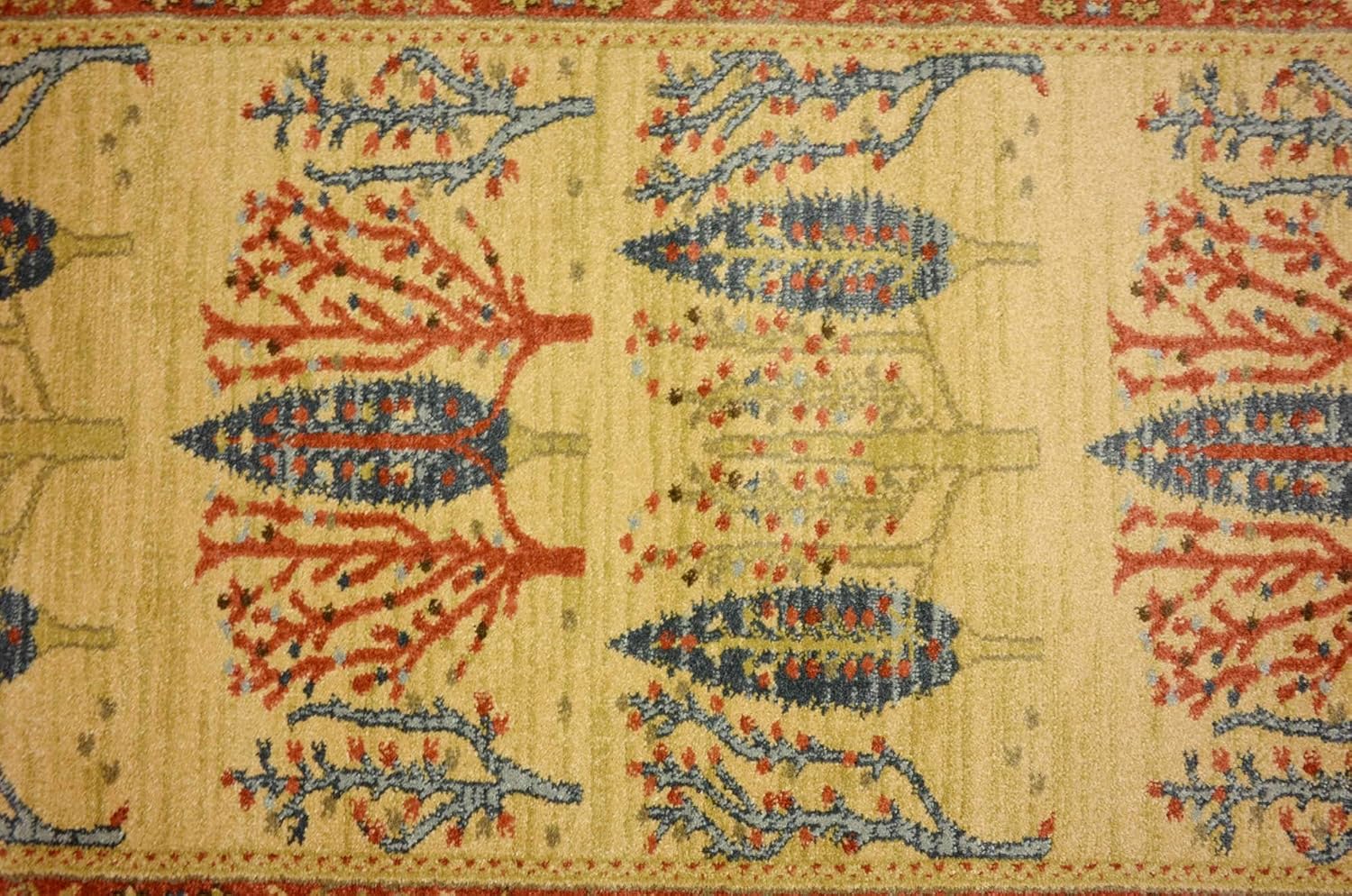 Fars Collection Alfombra moderna de diseño botánico inspirado en tribal, 2 pies