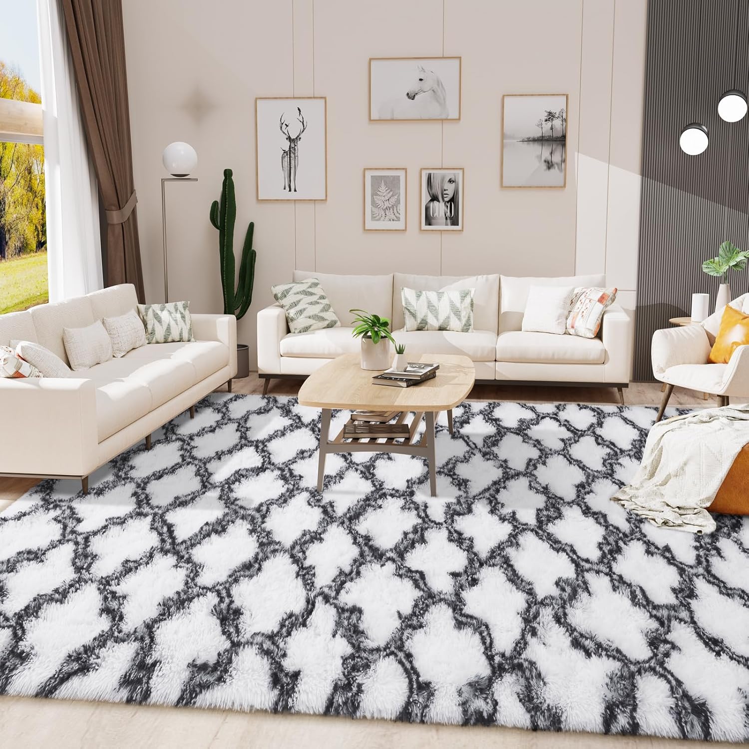 LOCHAS - Alfombra de lujo para interior, moderna, de felpa, esponjosa,...
