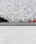 Alfombra de área moderna con borde geométrico rojo gris con corte de contorno,...