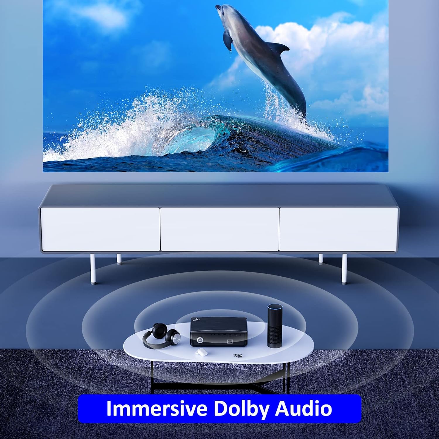 NexiGo Proyector para exteriores PJ20, proyector de películas con WiFi y...