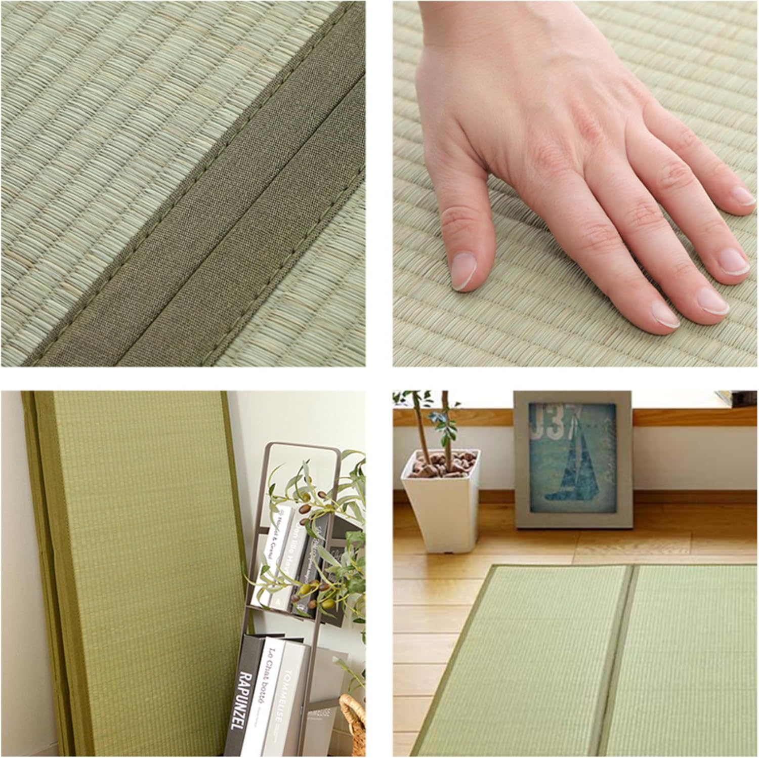 MIINA Colchón de tatami tradicional japonés, Igusa (hierba rusa), tapete de...