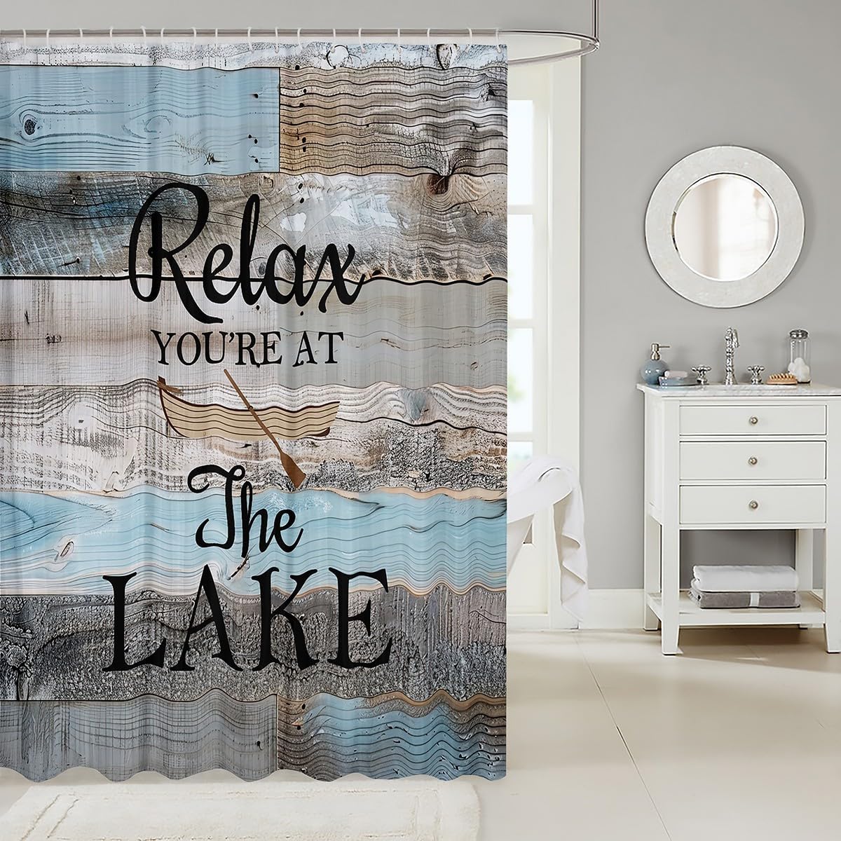 Accesorios de baño de lago, decoración de cabaña de lago, juegos de cortinas de...