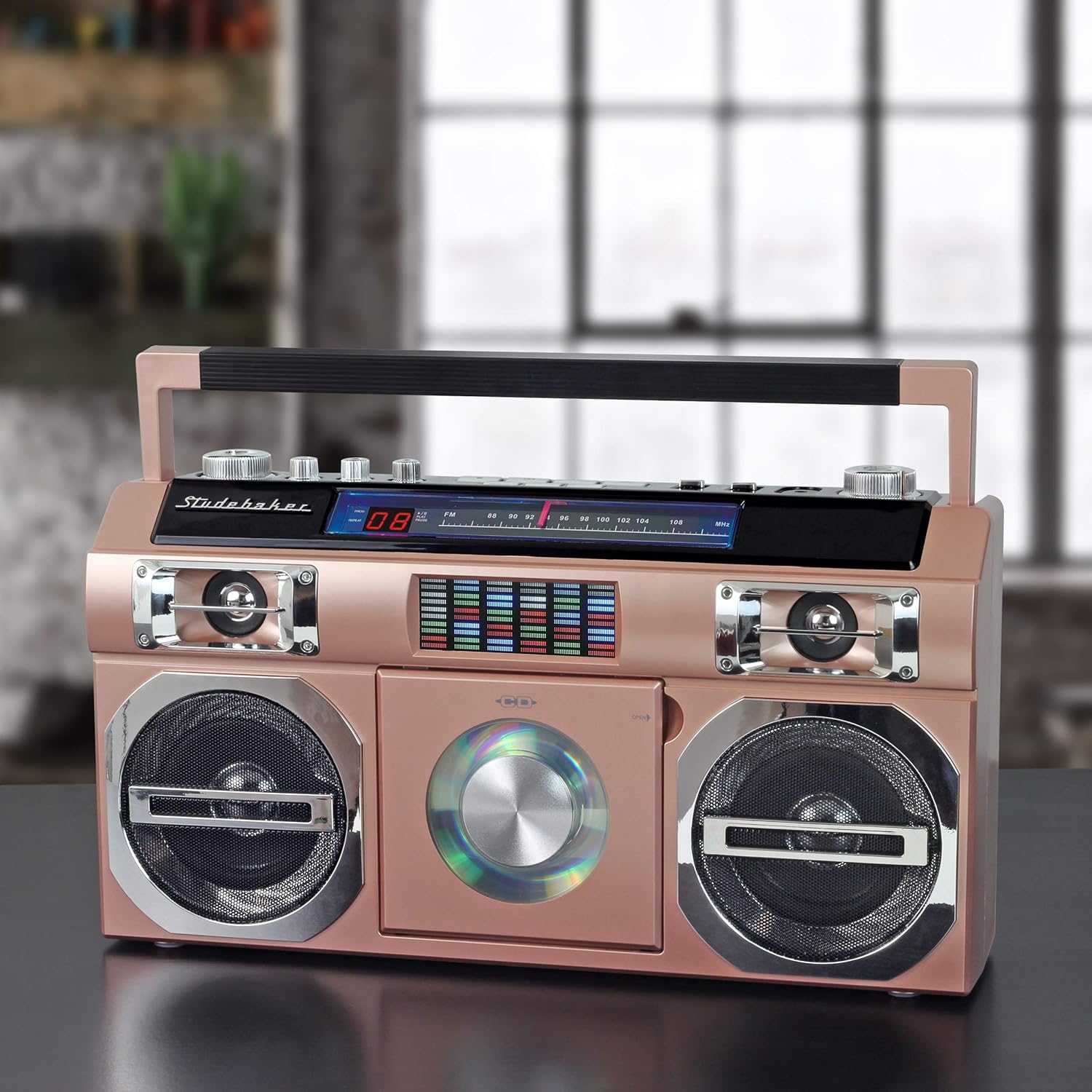 Studebaker SB2145RG 80's Retro Street Bluetooth Boombox con radio FM,...