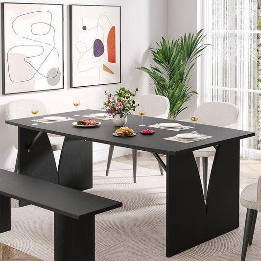 Mesa de comedor de 63 pulgadas para 4-6 personas, mesa de comedor industrial