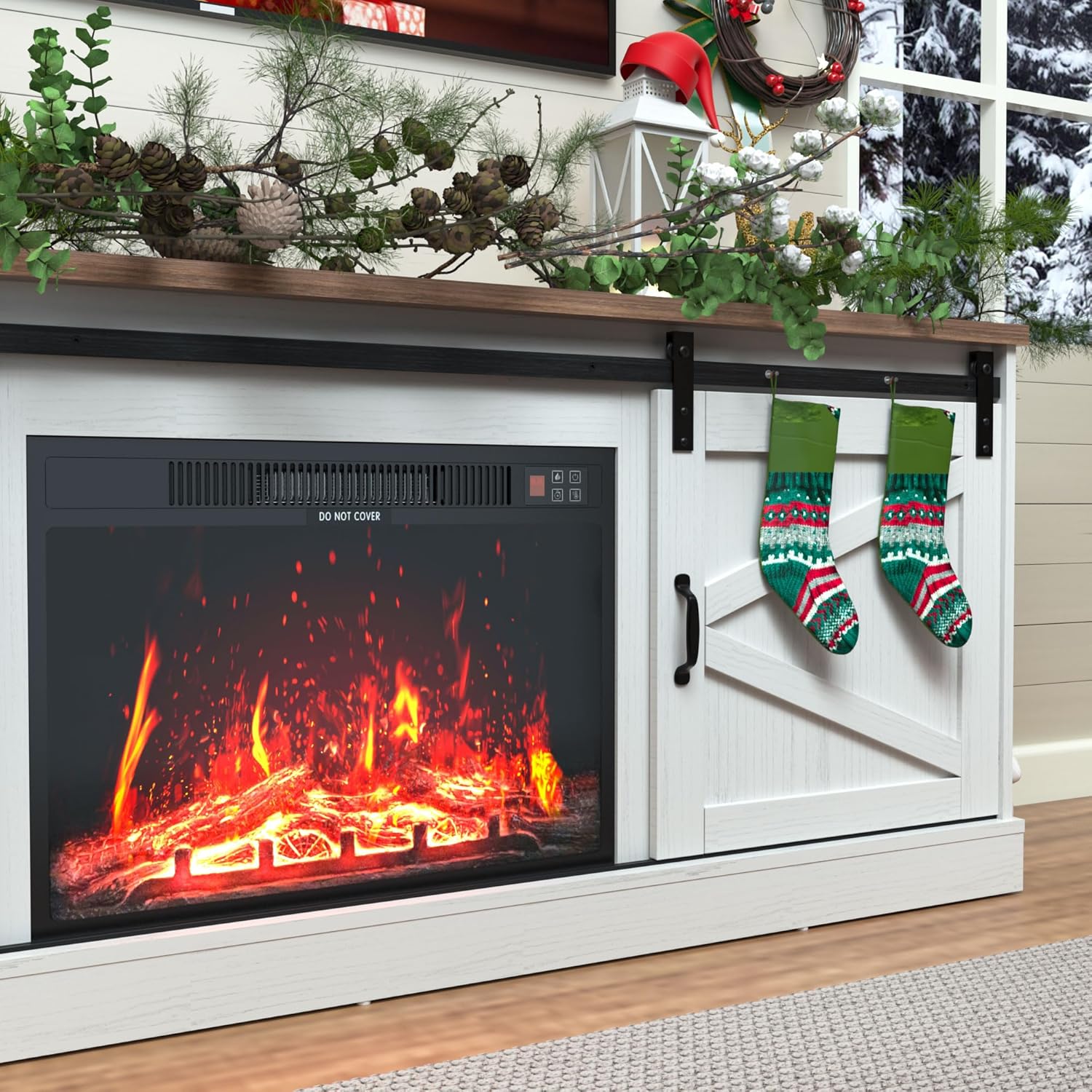 Insertos de chimenea eléctrica de 24 pulgadas, calentador de chimenea y lugares