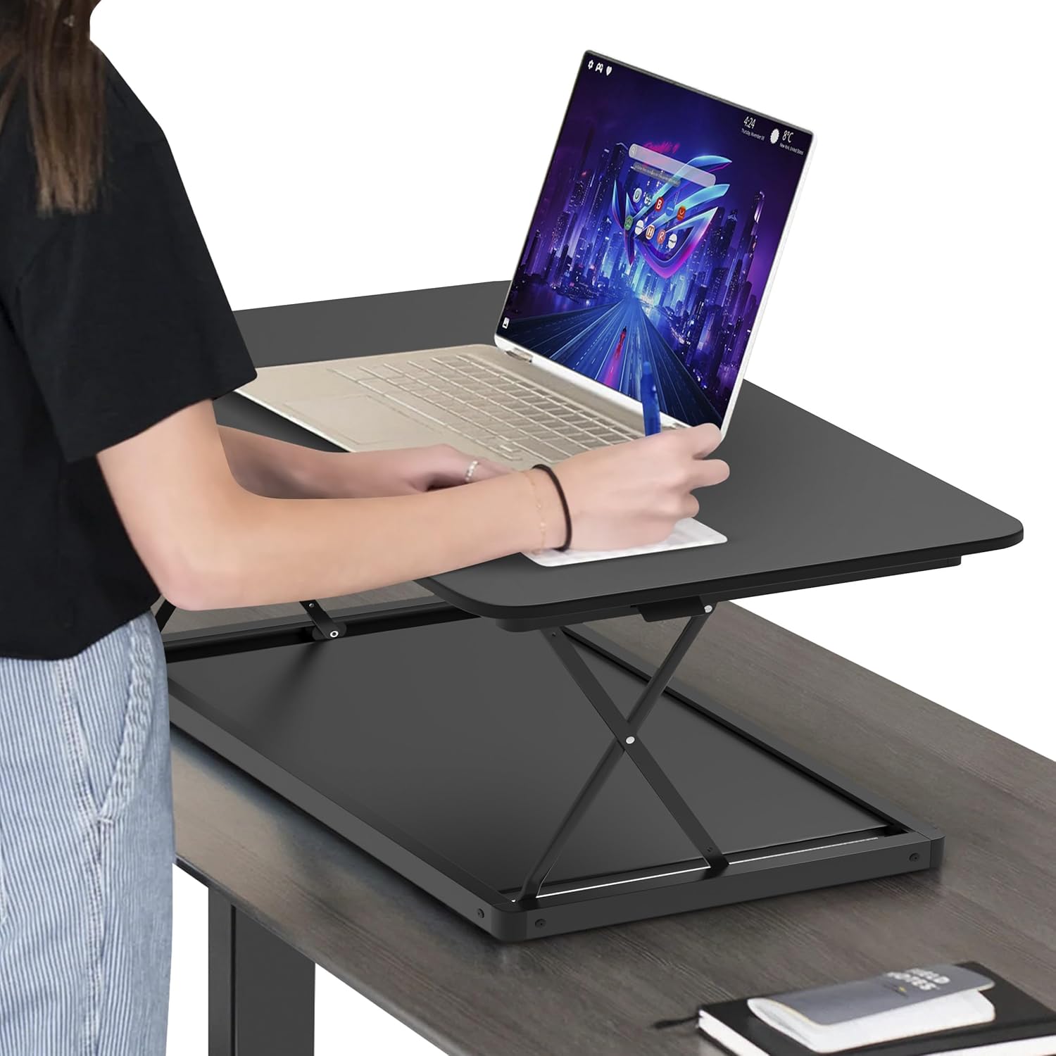 CHANGEdesk MINI - Convertidor de escritorio pequeño de pie de altura ajustable,...