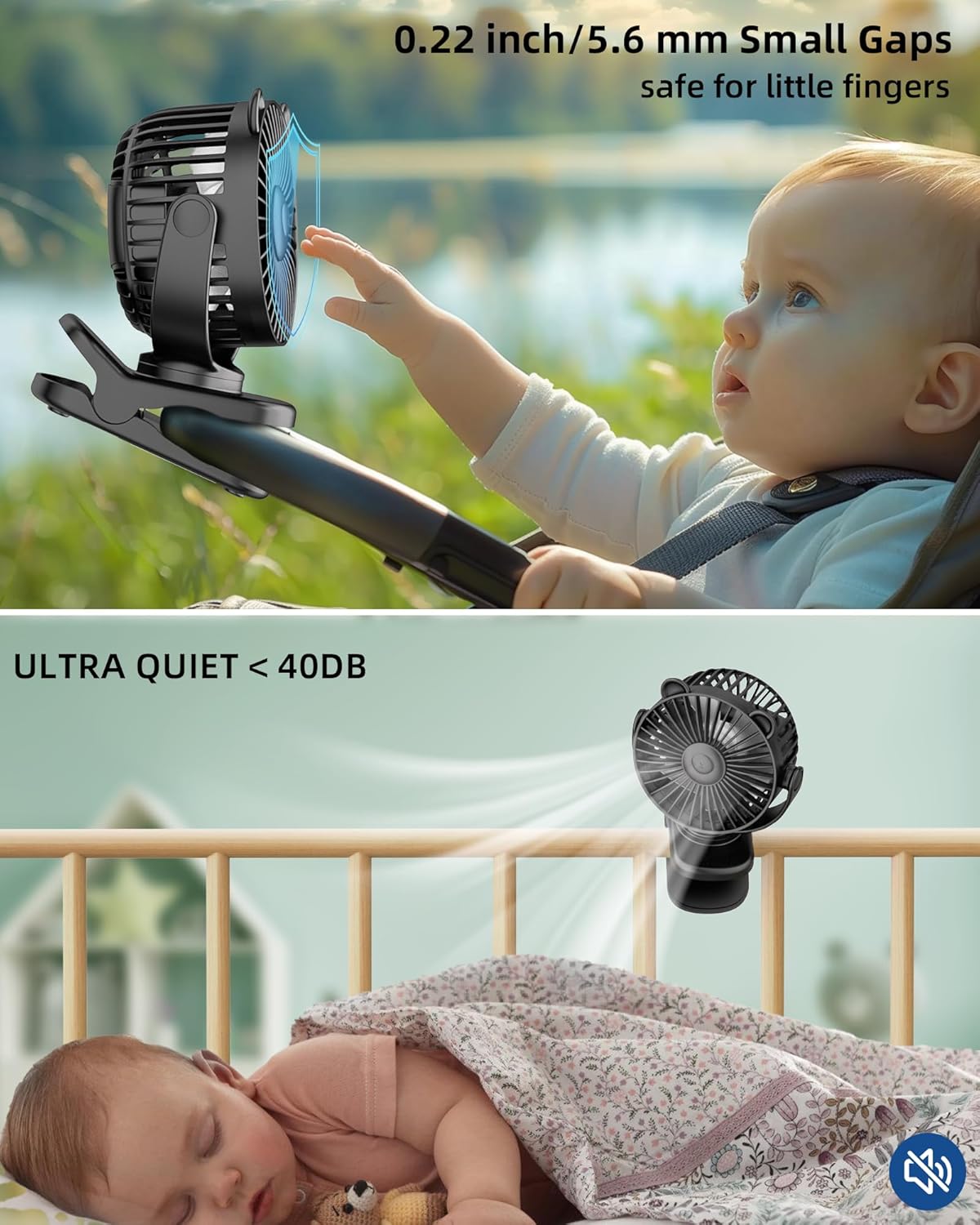 KIDEE Ventilador portátil con clip, pequeño ventilador de escritorio que...