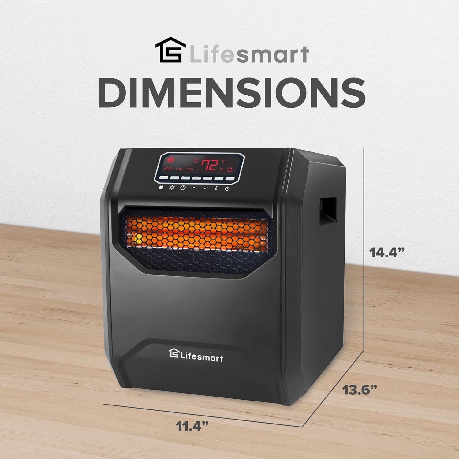 LifeSmart Calentador infrarrojo de 1500 vatios con control remoto y pantalla...