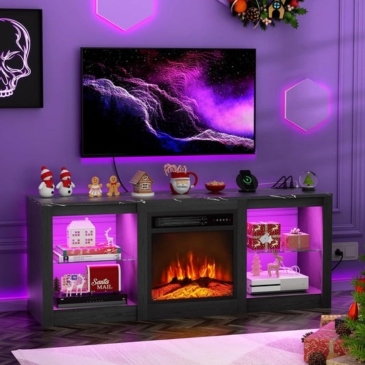 Soporte de TV con chimenea eléctrica de 58 pulgadas para centro de
