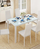 Juego de mesa de comedor de cristal para 6, 7 piezas de mesa de cocina y sillas