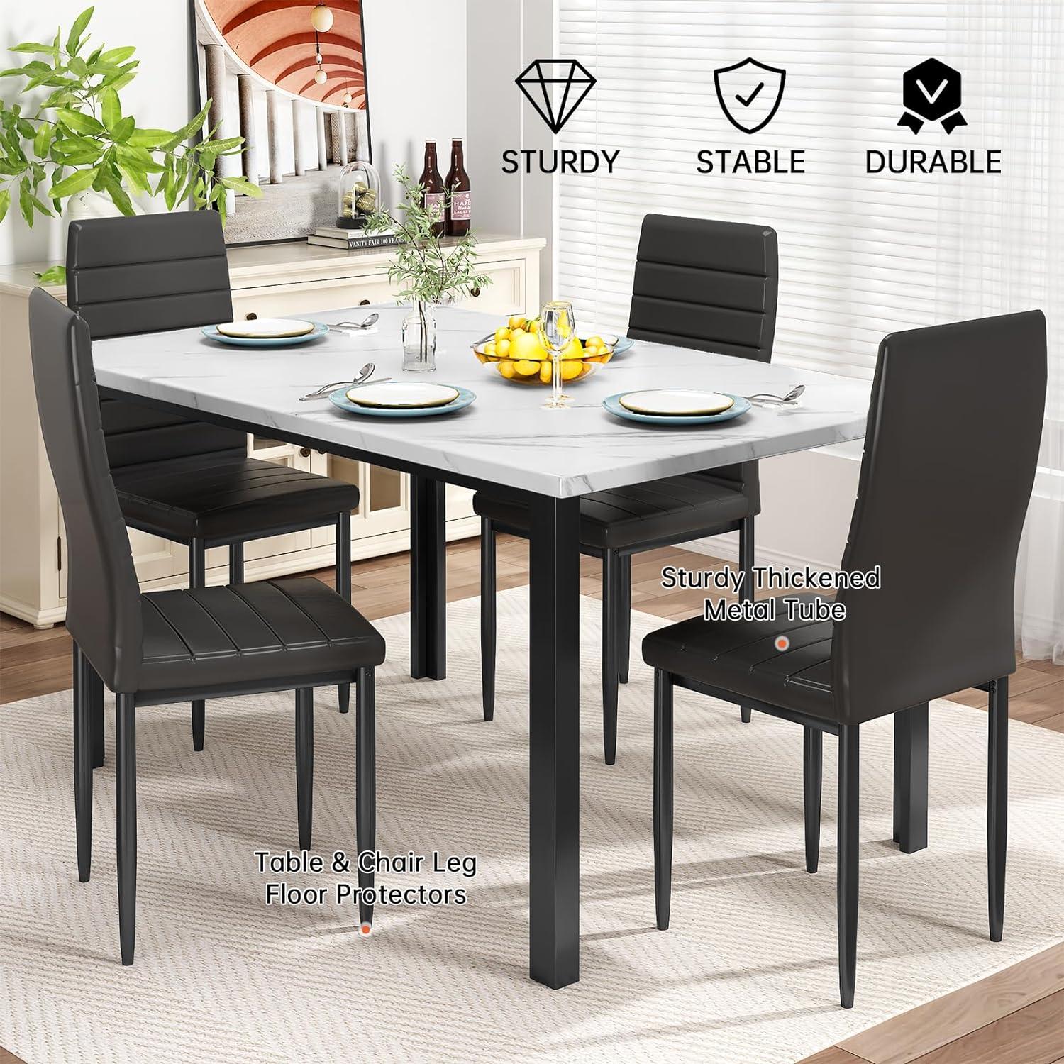 Juego de 4 mesas de comedor para 4, mesa de cocina y sillas, juego de mesa de