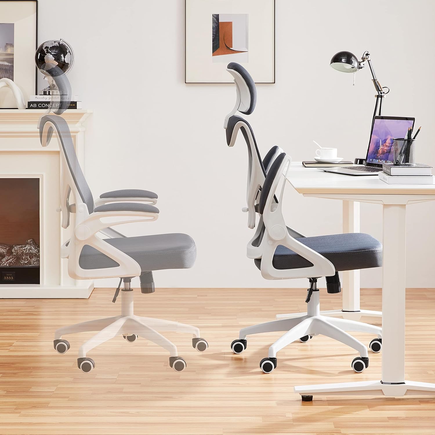 Yaheetech Silla de oficina ergonómica de malla, silla de escritorio con...