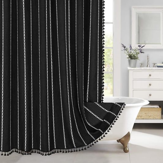 MitoVilla - Cortina de ducha extralarga estilo bohemio de 72 x 84 pulgadas,...