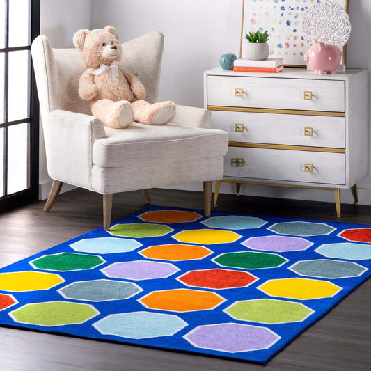 nuLOOM Kecia Octagons - Alfombra impresa, 7 x 9, azul