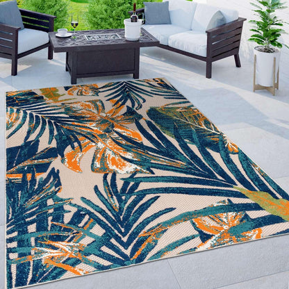 Alfombra de área para interiores y exteriores con hojas florales tropicales, 8