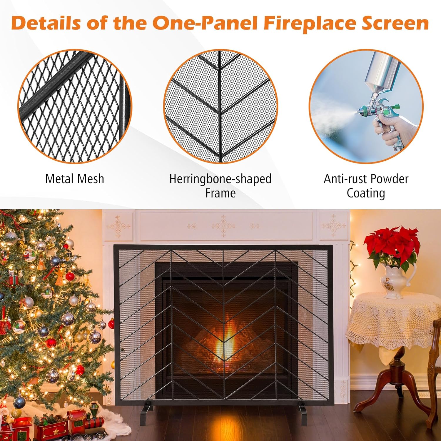 IRONMAX Pantalla para chimenea, panel individual de 39 x 31 pulgadas, pantallas...