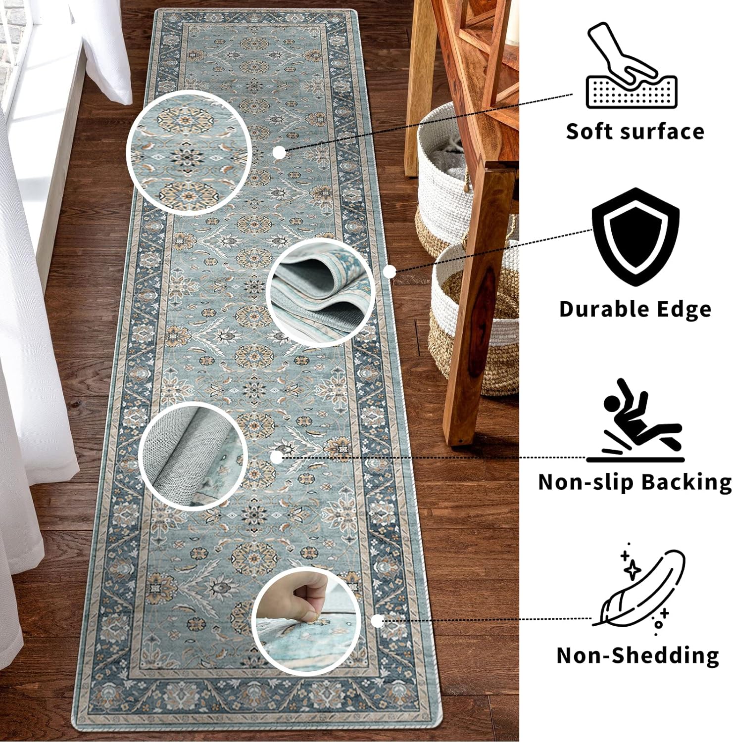 Alfombra de cocina suave antideslizante con parte trasera de goma para baño,
