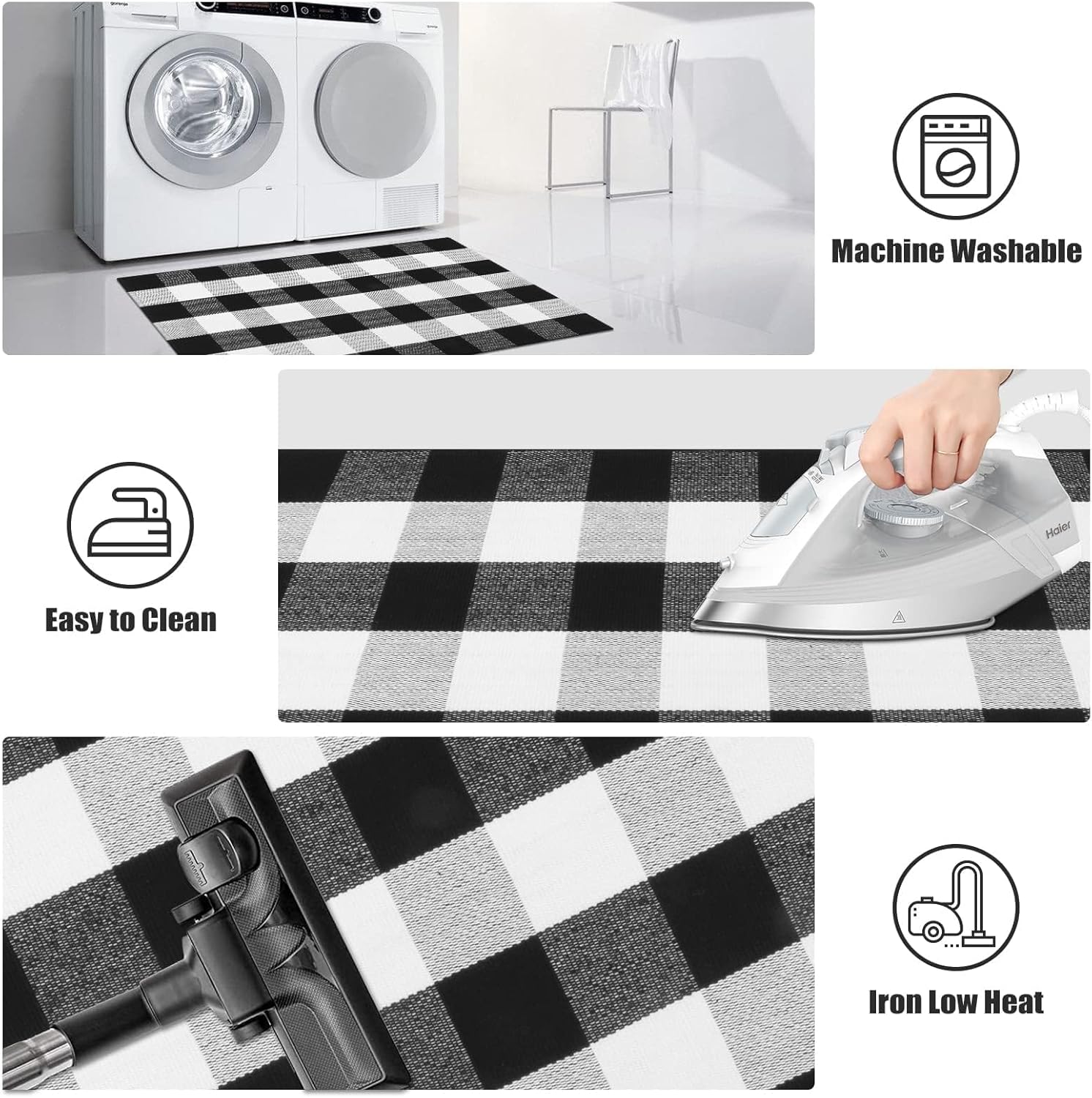 LEEVAN Buffalo - Tapete para exteriores de 27.5 x 43 pulgadas, color blanco y...