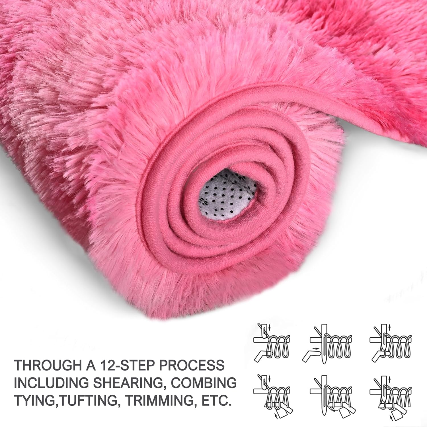 Vocrite Alfombra de área rosa para dormitorio de niñas, alfombras peludas para...