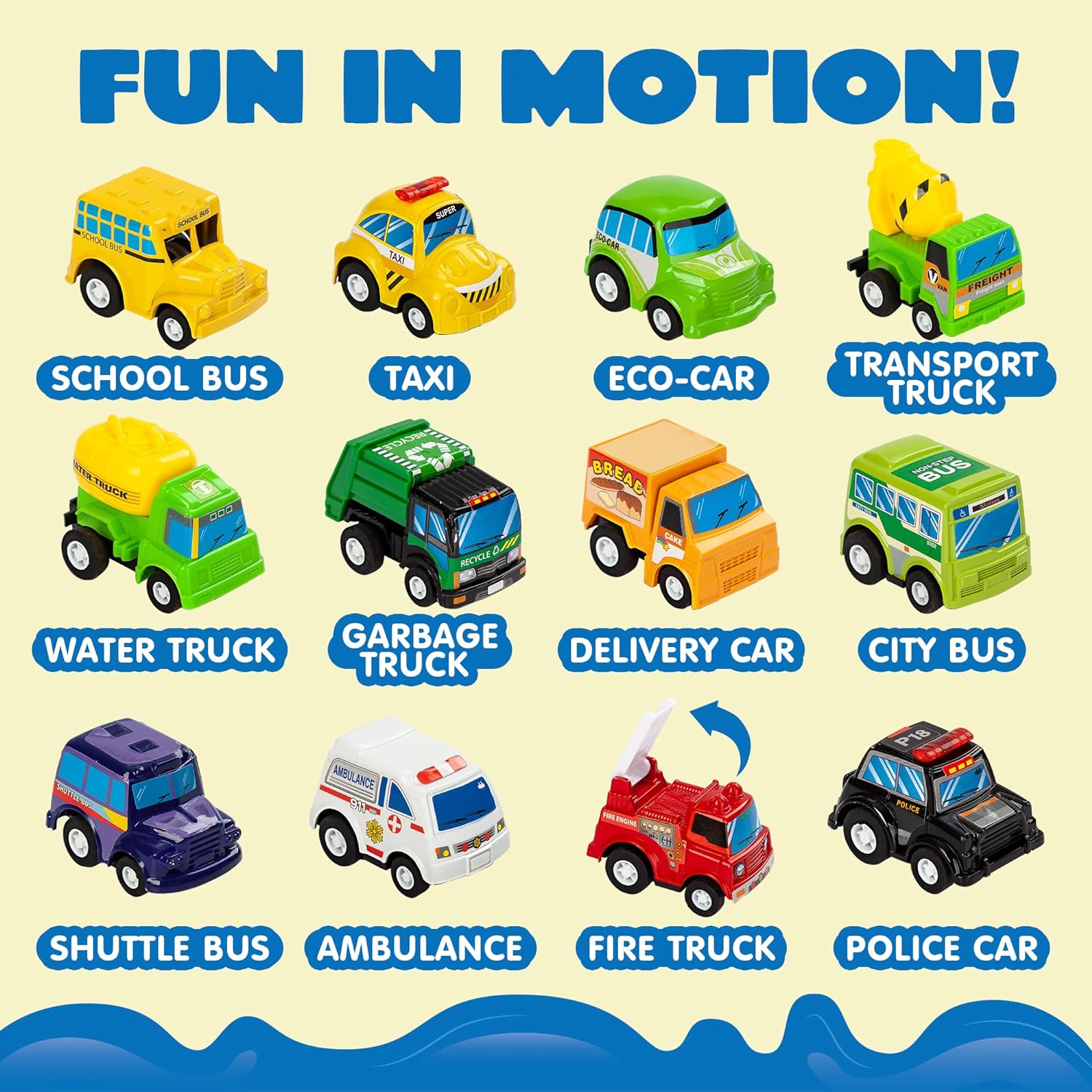 JOYIN Alfombra de juego con 12 coches de tracción trasera para niños a partir...