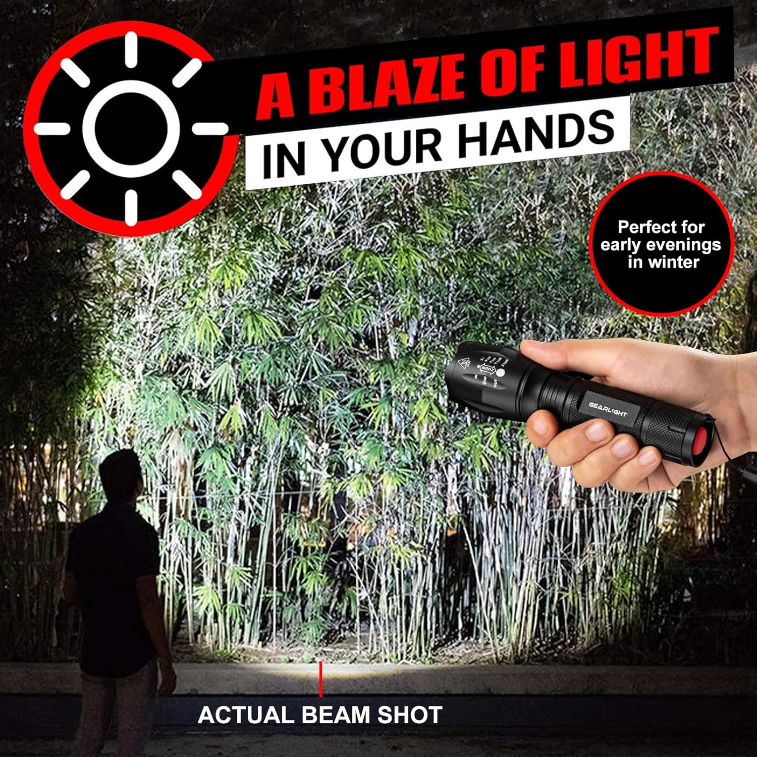 Linterna de mano LED táctica GearLight S1000, 2 unidades, alto lúmen, capacidad...