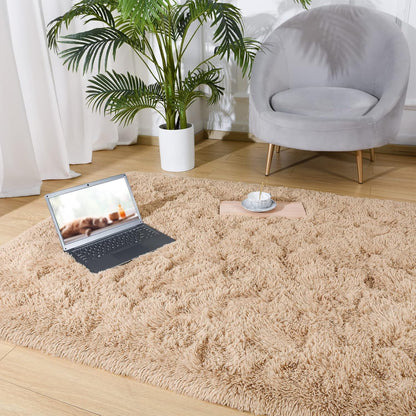 Alfombra suave de pelo largo para sala de estar, alfombras esponjosas de 5 x 8