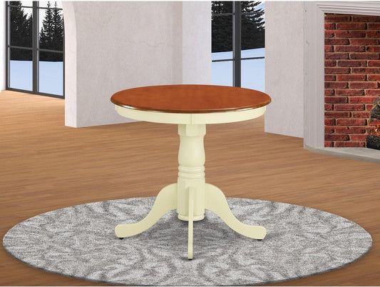 EMT-BMK-TP Eden Mesa de comedor redonda de madera con base de pedestal, 30 x 30